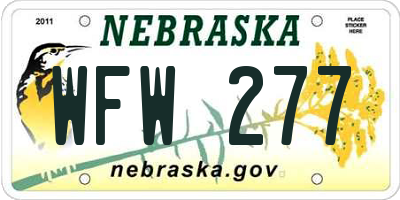 NE license plate WFW277