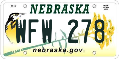 NE license plate WFW278