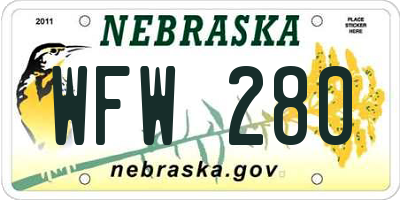 NE license plate WFW280