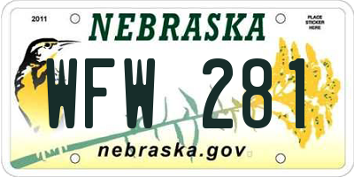 NE license plate WFW281