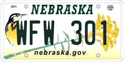 NE license plate WFW301