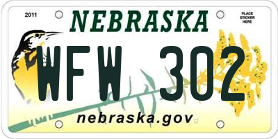 NE license plate WFW302