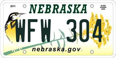 NE license plate WFW304