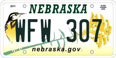 NE license plate WFW307