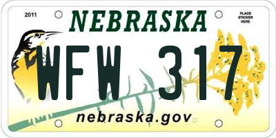 NE license plate WFW317