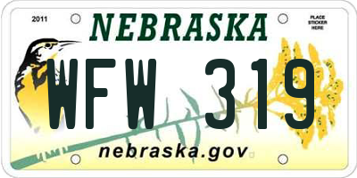 NE license plate WFW319