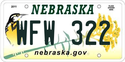NE license plate WFW322