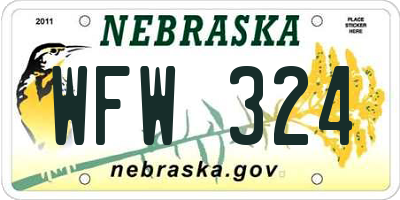 NE license plate WFW324