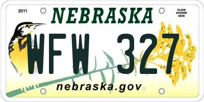 NE license plate WFW327