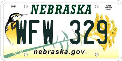 NE license plate WFW329