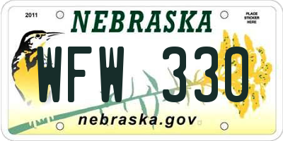 NE license plate WFW330