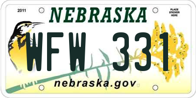 NE license plate WFW331