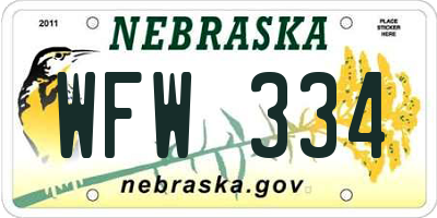 NE license plate WFW334