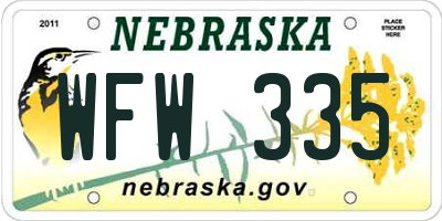 NE license plate WFW335