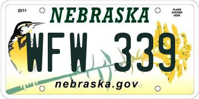 NE license plate WFW339