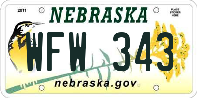 NE license plate WFW343