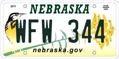 NE license plate WFW344
