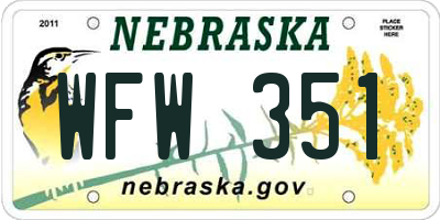 NE license plate WFW351