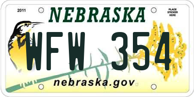 NE license plate WFW354