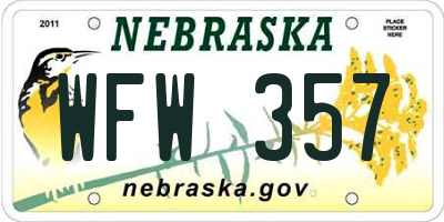 NE license plate WFW357