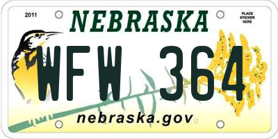 NE license plate WFW364