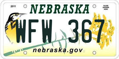 NE license plate WFW367