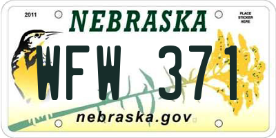 NE license plate WFW371