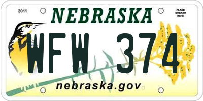 NE license plate WFW374