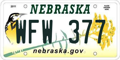 NE license plate WFW377