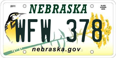 NE license plate WFW378