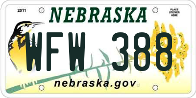 NE license plate WFW388