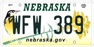 NE license plate WFW389