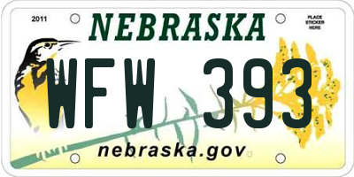 NE license plate WFW393