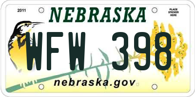 NE license plate WFW398