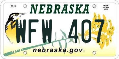 NE license plate WFW407