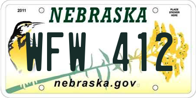 NE license plate WFW412