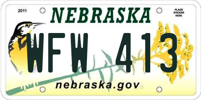 NE license plate WFW413