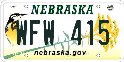 NE license plate WFW415