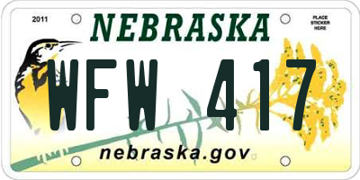 NE license plate WFW417