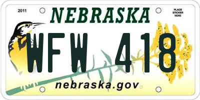 NE license plate WFW418