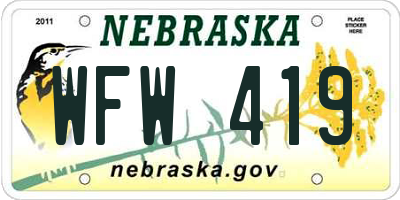 NE license plate WFW419