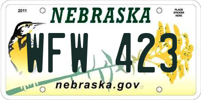 NE license plate WFW423