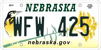 NE license plate WFW425