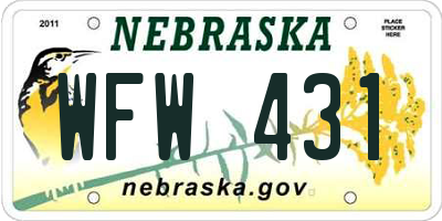 NE license plate WFW431