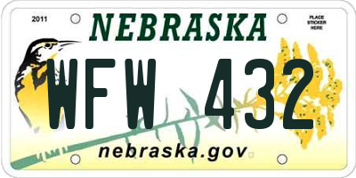 NE license plate WFW432