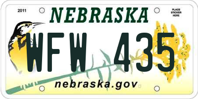 NE license plate WFW435