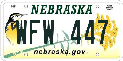 NE license plate WFW447
