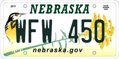 NE license plate WFW450