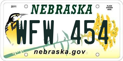 NE license plate WFW454