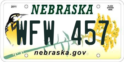 NE license plate WFW457